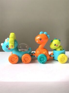 Fisher Price Paradise Pals Dino Choo Choo Trio Toy Train Push Roll Pop Nod Spin